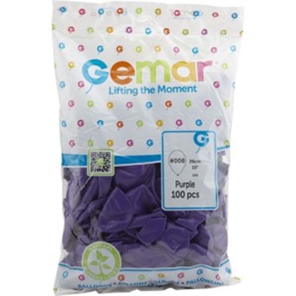 GEMAR GM110 METALİK BALON 100LÜ MOR