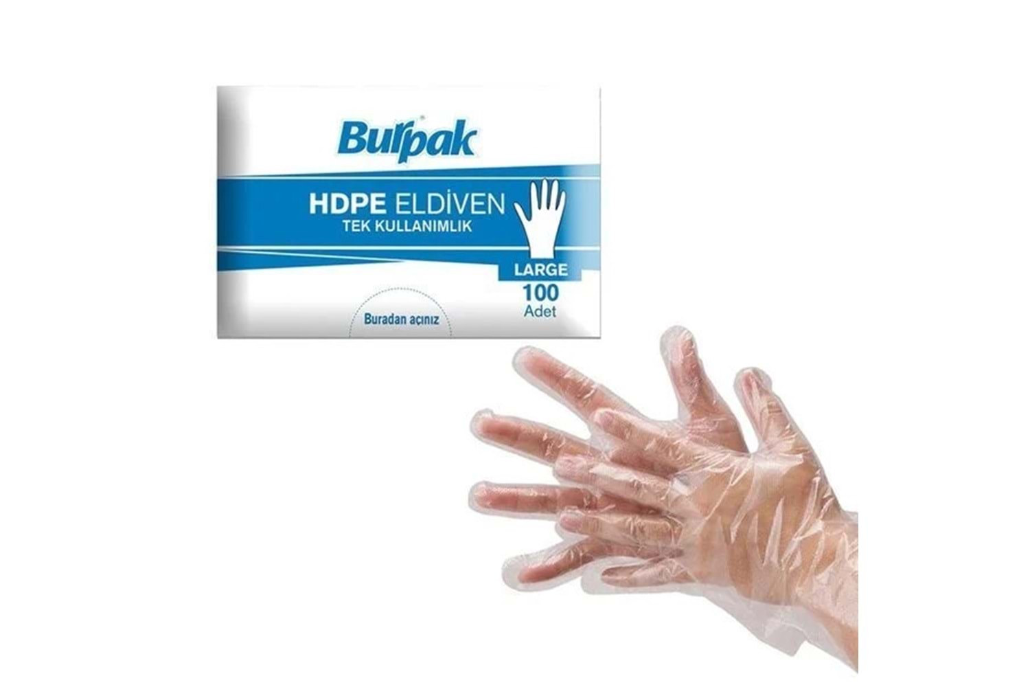 BURPAK HDPE TEK KULLANIMLIK ŞEFFAF ELDİVEN 100 LÜ