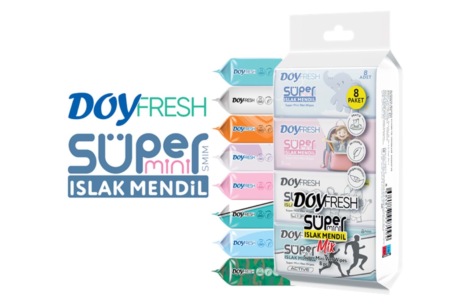 DOY FRESH ISLAK MENDİL MİNİ CEP TİPİ 8Lİ