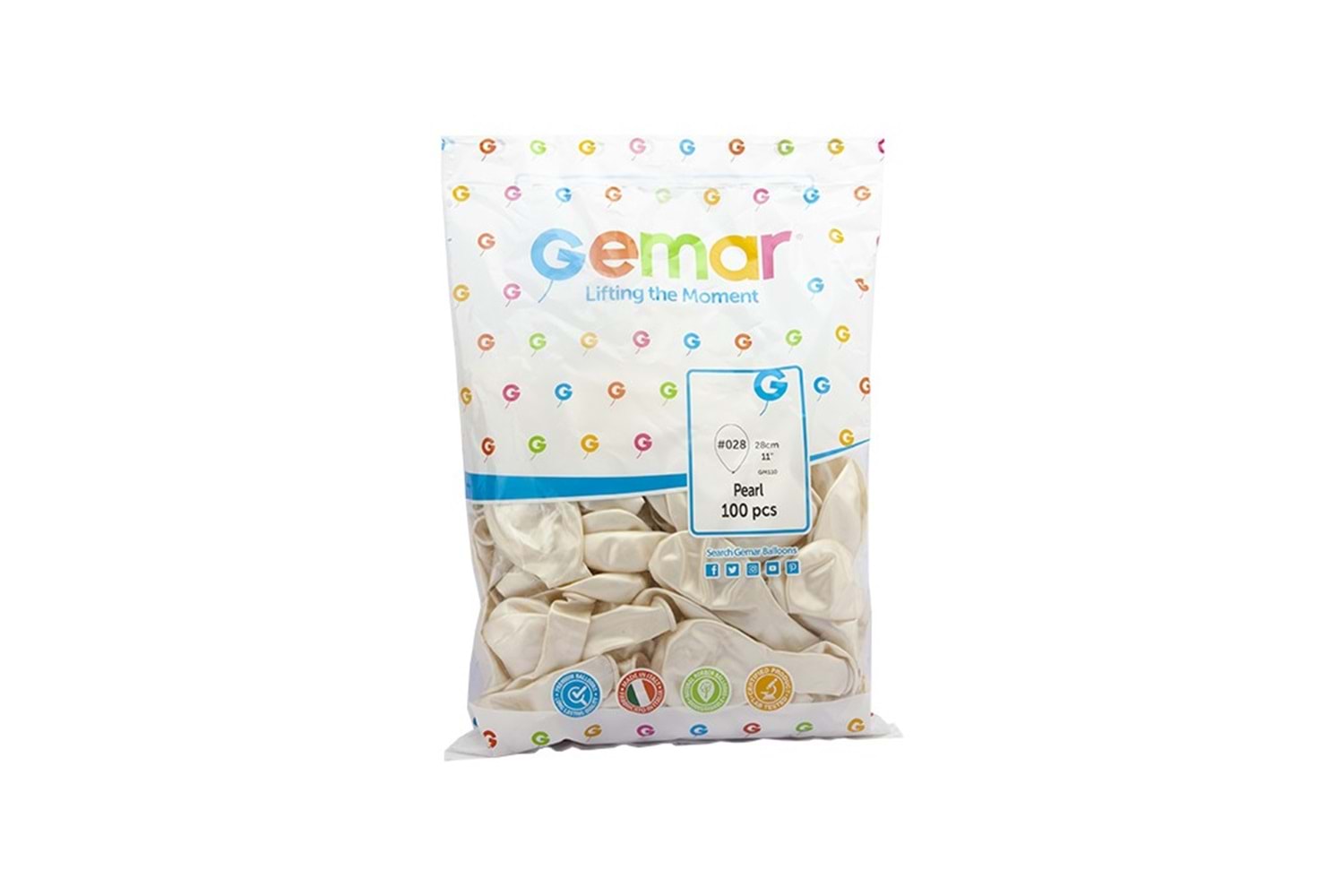 GEMAR GM110 METALİK BALON 100LÜ BEYAZ
