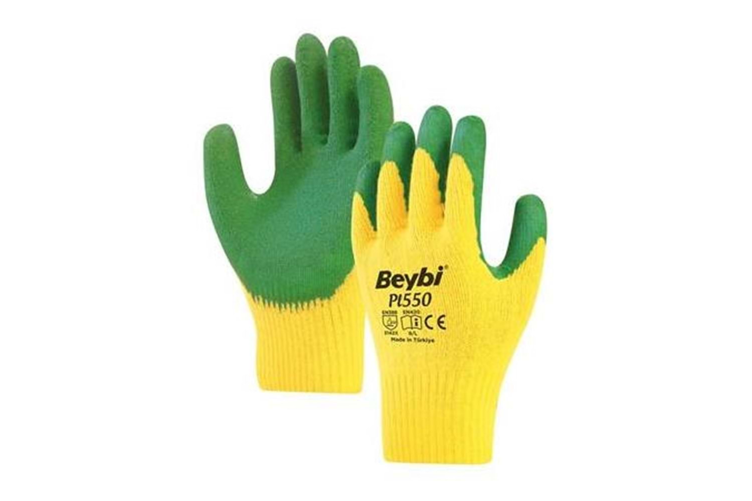 BEYBİ ÖRME CRINKLE NİTRİL ELDİVEN YEŞİL SARI NO:10