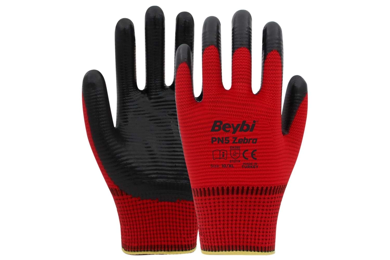 BEYBİ ELDİVEN NİTRİL POLY ÖRME KIRMIZI SİYAH