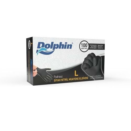 DOLPHİN PUDRASIZ NİTRİL ELDİVEN SİYAH L