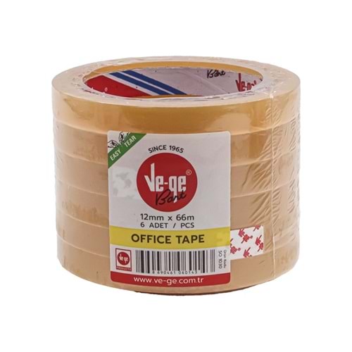 VE-GE BANT OFFİCE TAPE 12*66 SARI 6AD