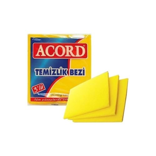 ACORD 3LÜ SARI TEMİZLİK BEZİ TEKLİ