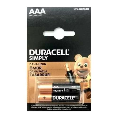 DURACELL PLUS PİL İNCE AAA 2Lİ