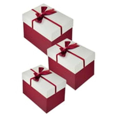 HEDİYE KUTUSU DİKDÖRTGEN ÇİFT RENKLİ 3 LÜ