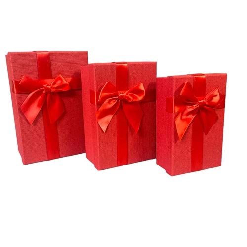 HEDİYE KUTUSU DÖRTGEN KARMA RENK 3LÜ