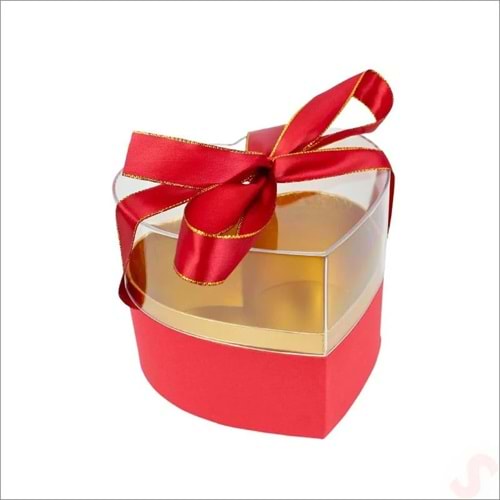 HEDİYE KUTUSU KALPLİ KÜÇÜK BOY ŞEFFAF KAPAK