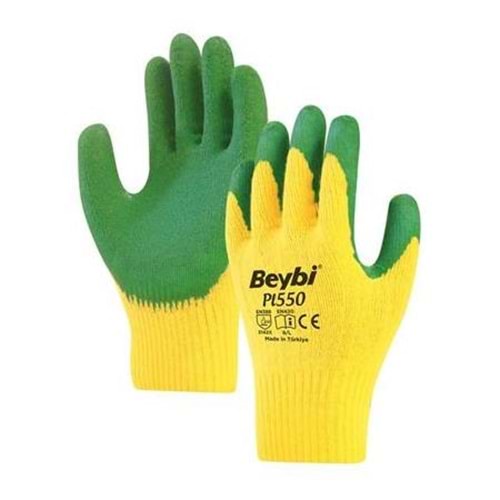 BEYBİ ÖRME CRINKLE NİTRİL ELDİVEN YEŞİL SARI NO:10