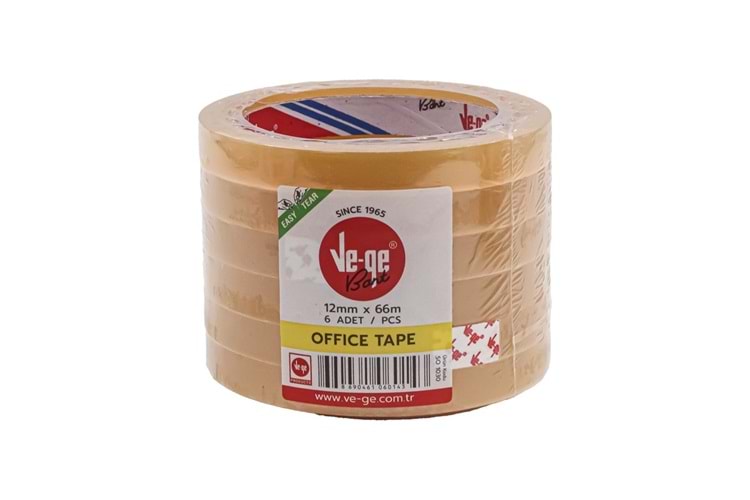 VE-GE BANT OFFİCE TAPE 12*66 SARI 6AD