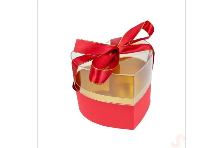 HEDİYE KUTUSU KALPLİ KÜÇÜK BOY ŞEFFAF KAPAK