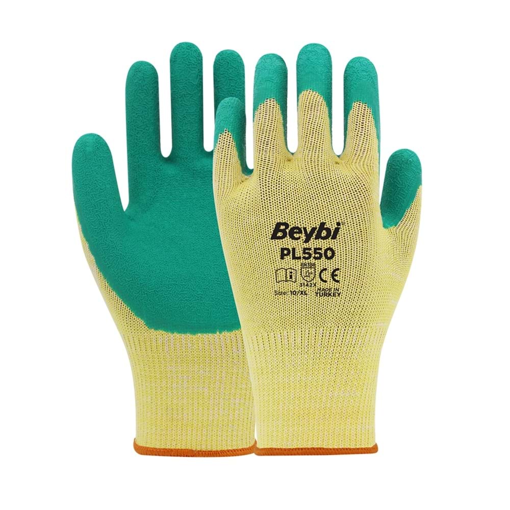 BEYBİ ÖRME CRINKLE NİTRİL ELDİVEN YEŞİL SARI NO:10